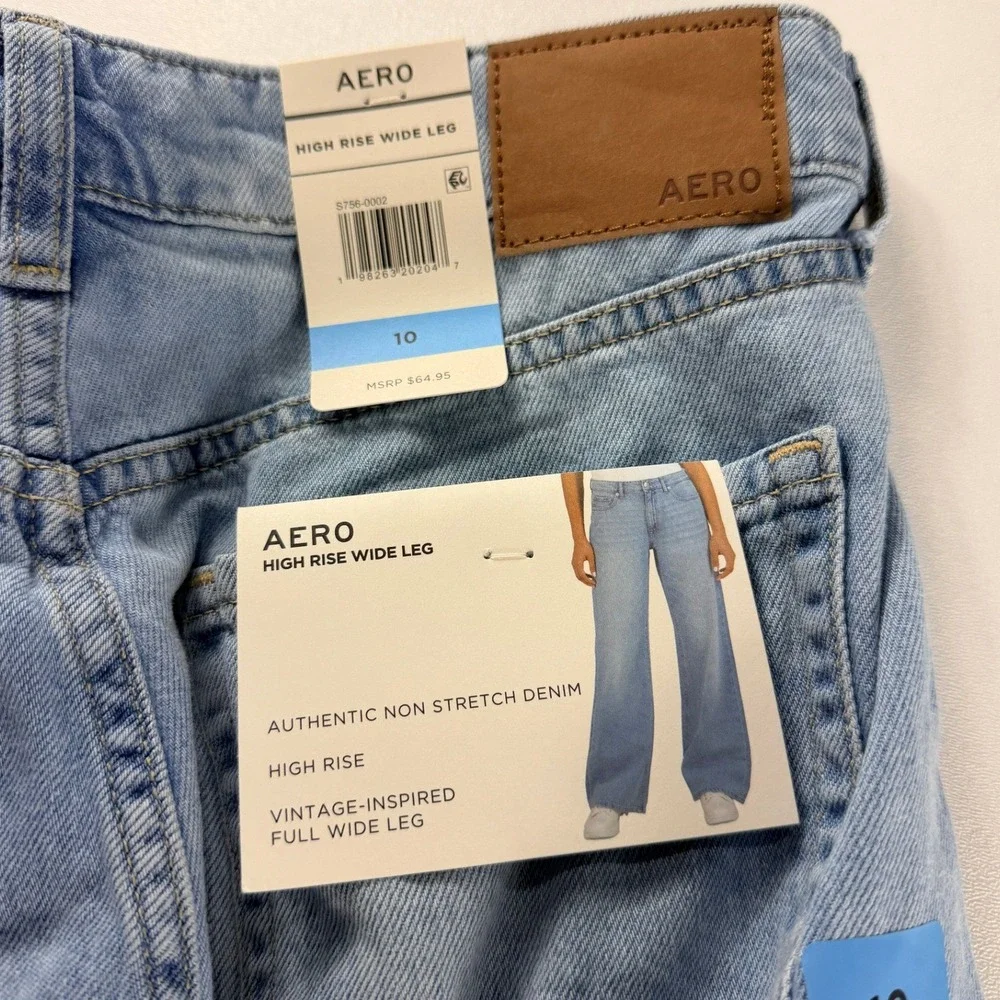 Aeropostale High Rise Wide Leg Jeans Medium Wash Blue Denim Womens 10 156921 NEW